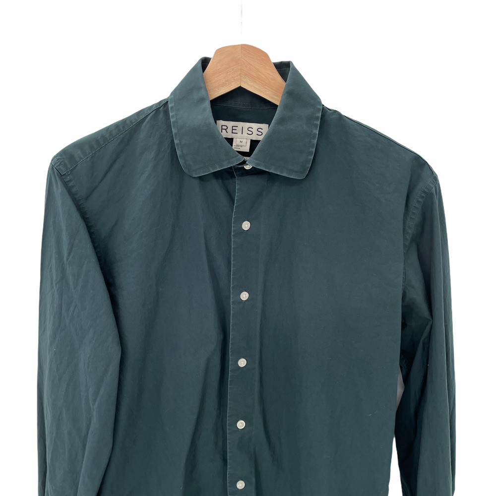 Reiss Medium Green Slim Fit Button Front Shirt